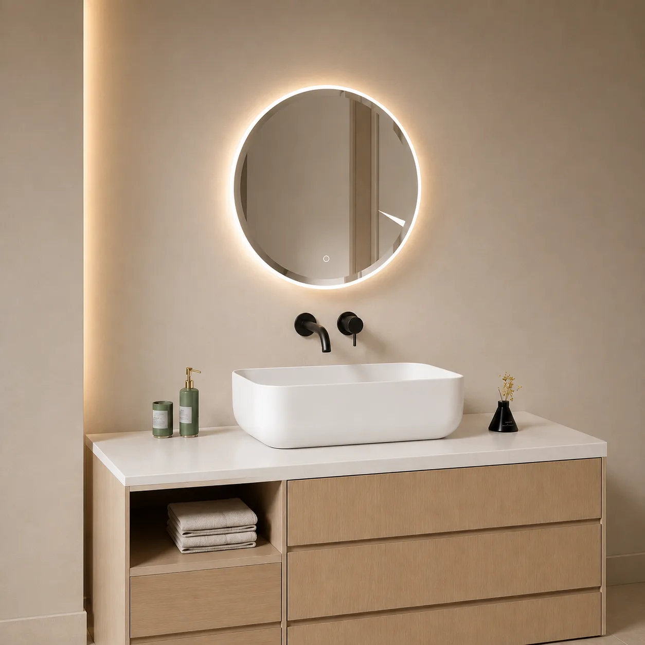 Luna Clock LED Mirror